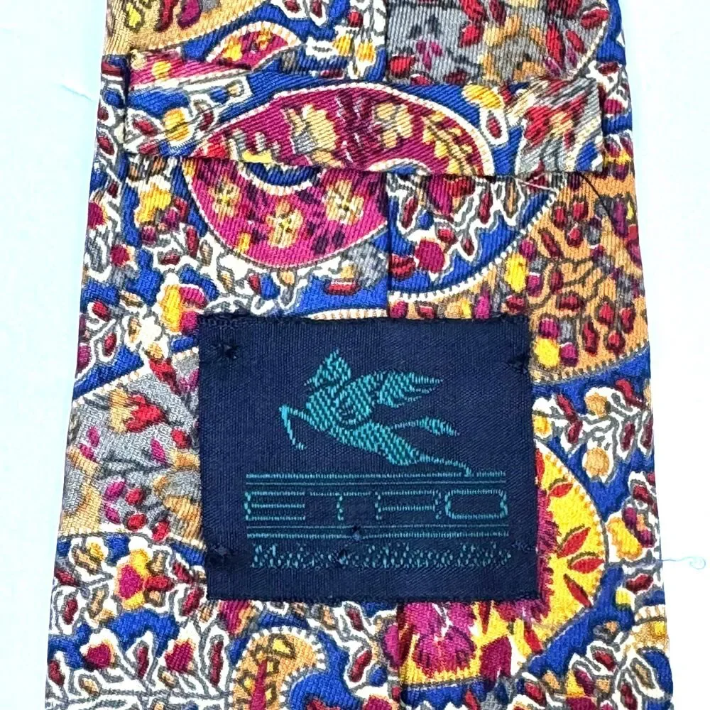 Vintage‎ Etro Silk Tie Paisley Baroque Multicolor Milano Italy Print Made in USA